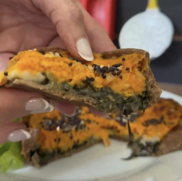 Tarta tricolor (acelga calabaza y queso)